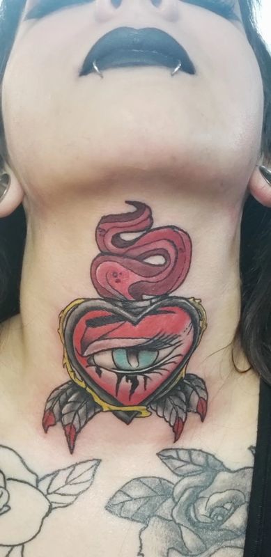 Snake and Flowers Tattoo